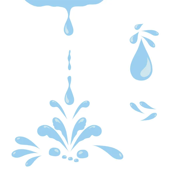 一组水滴的图标 蓝色的水花 蓝色的水滴 — 图库矢量图片
