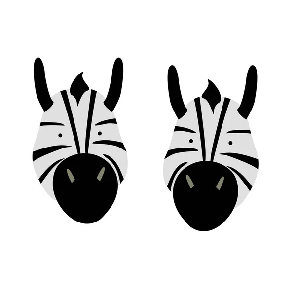 Zebra Bonito Sorrindo Cabeça Preta Branca Desenhos Animados Ilustração —  Vetores de Stock