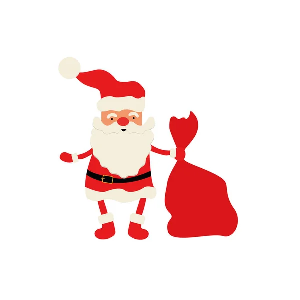 Babbo Natale Sfondo Bianco Illustrazione Vettoriale Biglietto Natale Retrò — Vettoriale Stock