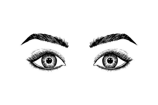 Aislado Blanco Negro Hermosos Ojos Femeninos Maquillaje Blanco Plantilla Vector —  Fotos de Stock