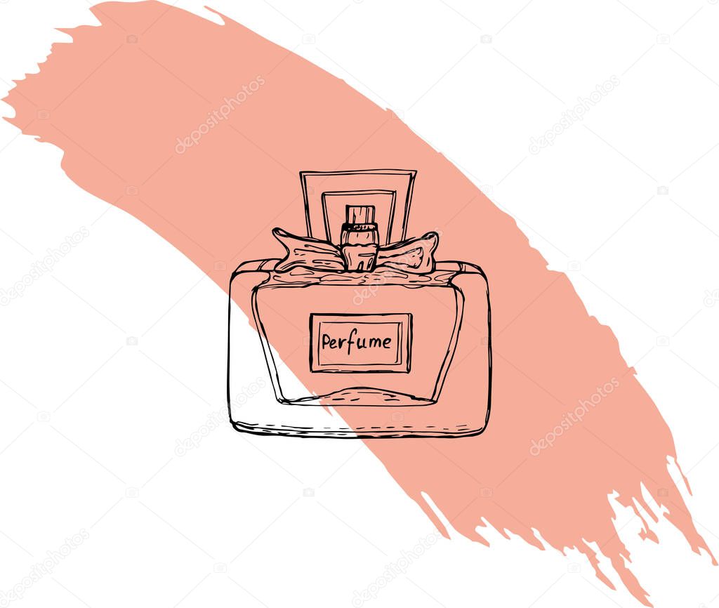 Sketch of glass perfume bottles isolated on a white background