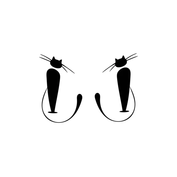 Gatos Silueta Vectorial Iconos Blanco Negro Pegatinas — Archivo Imágenes Vectoriales