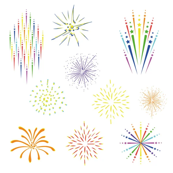 Illustration vectorielle de feux d'artifice festifs. Isolé sur fond blanc — Image vectorielle