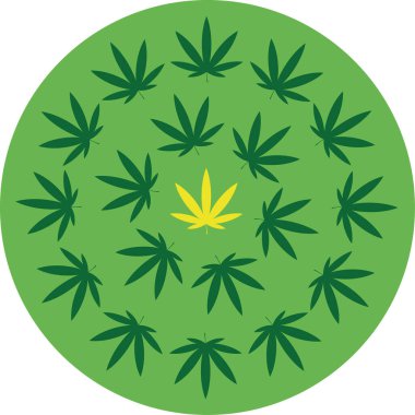 Yeşil çember ve sarı yaprak 