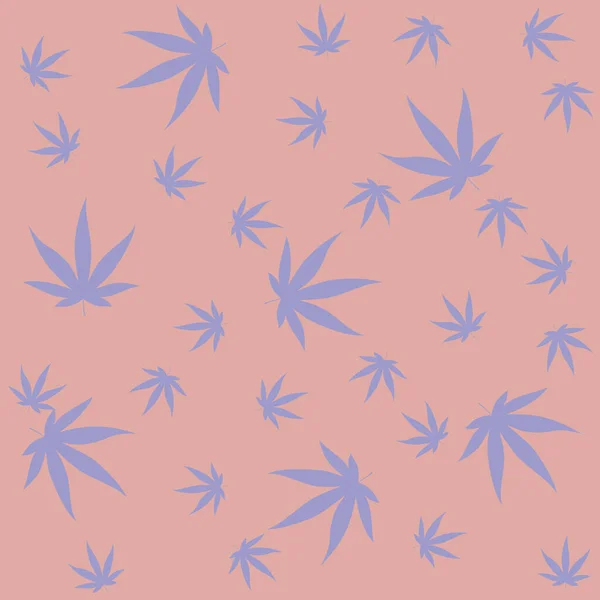 Falling Cannabis Leafs Lilac — Stock Vector