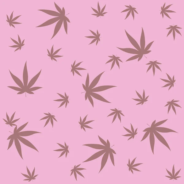 Quedas Folhas Cannabis Tons Rosa —  Vetores de Stock