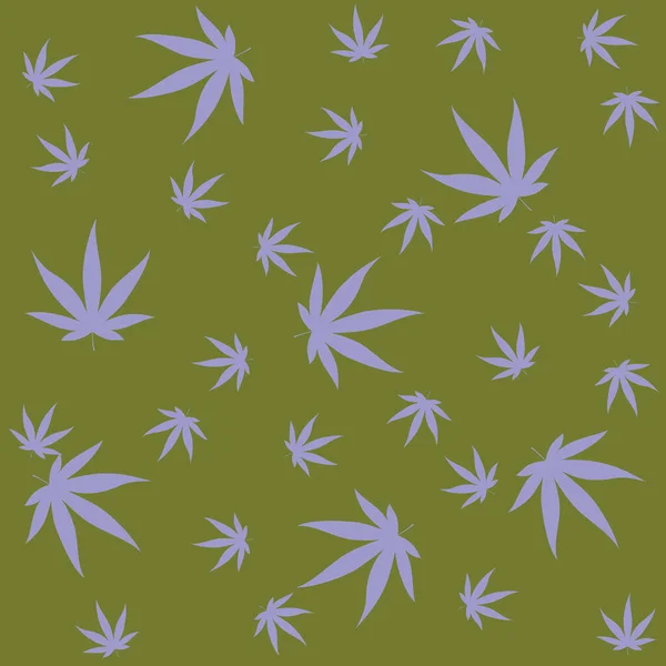Dalende Illusie Cannabisbladeren Blauw — Stockvector