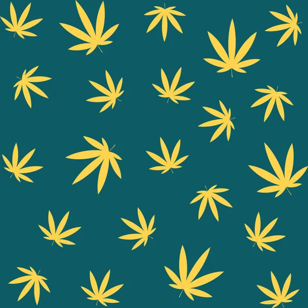 Gele Cannabis Beweging Waterblauwe Achtergrond — Stockvector