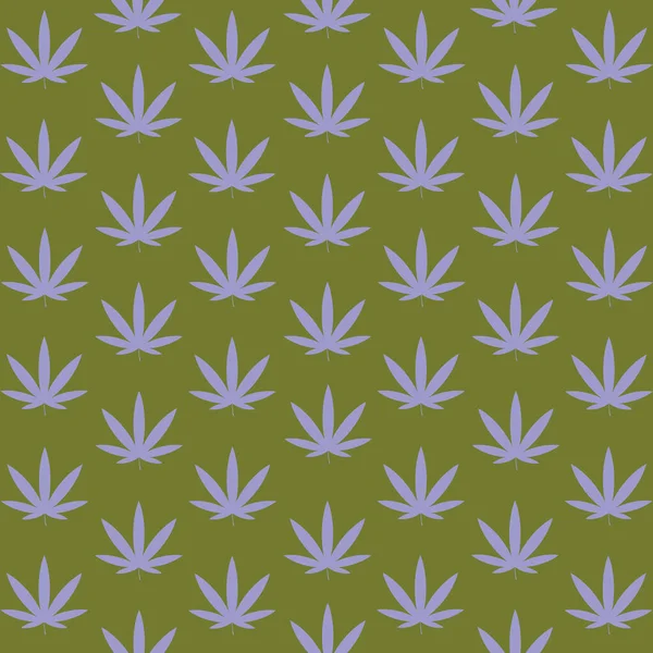 Blauwe Cannabisbladeren Militaire Groene Achtergrond — Stockvector