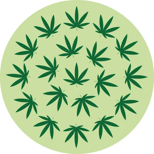 Tones Greens Cannabis Leafs — Stock Vector