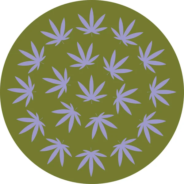 Hojas Marihuana Azul Sobre Verde Militar — Archivo Imágenes Vectoriales