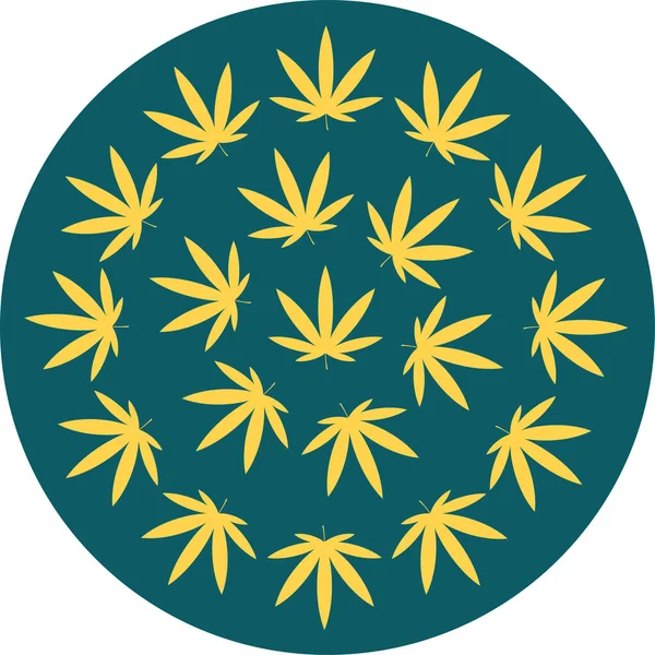 Gula Cannabisblad Vatten Blå Bakgrund — Stock vektor