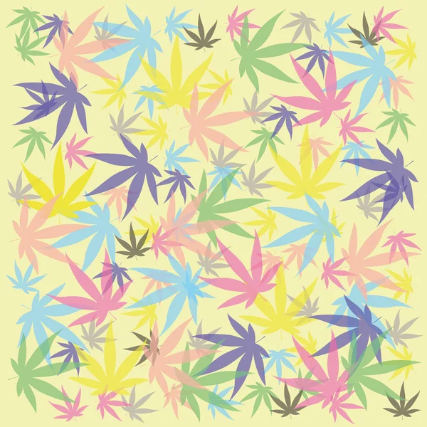 Couleurs Douces Des Feuilles Cannabis Mouvement Automne — Image vectorielle