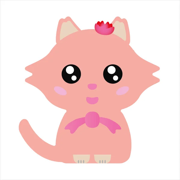 ピンク色の色調のネクタイを持つ赤ちゃん猫 — ストックベクタ