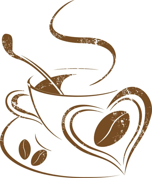 Tasse Kaffee Mit Herz — Stockvektor