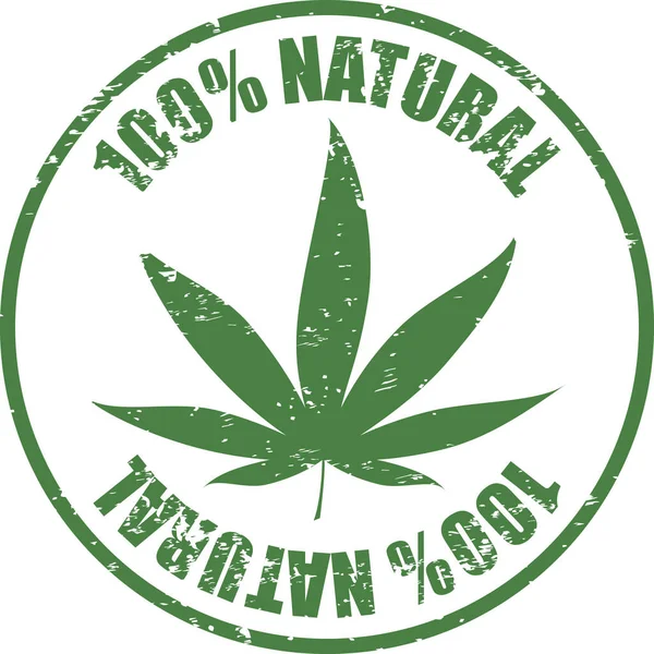 Marijuana Leaf Stamp Label Texture — Stock Vector