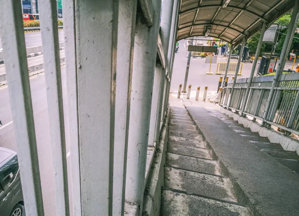 Ponte Pedonal Pancoran Barat Paragem Ônibus Jacarta — Fotografia de Stock