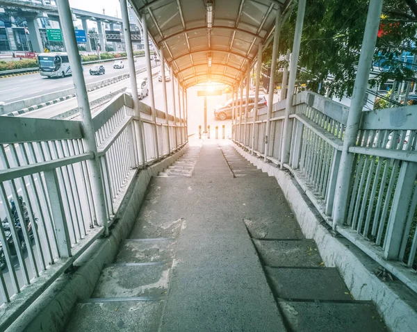 Ponte Pedonal Pancoran Barat Paragem Ônibus Jacarta — Fotografia de Stock