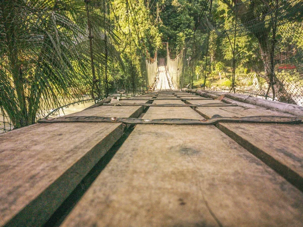 Puente Tradicional Con Base Madera Zona Cikidang — Foto de Stock