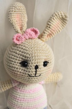 Tavşan örgüsü Şirin Tavşan Tavşan El yapımı Vintage Ev dekorasyonu Sevimli Hayvanlar Yünlü Yumuşak Oyuncak Fikir Hediyeleri Çocuklar için Pastel Tasarım teması