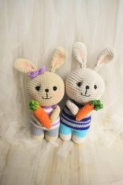 Tavşan örgüsü Şirin Tavşan Tavşan El yapımı Vintage Ev dekorasyonu Sevimli Hayvanlar Yünlü Yumuşak Oyuncak Fikir Hediyeleri Çocuklar için Pastel Tasarım teması