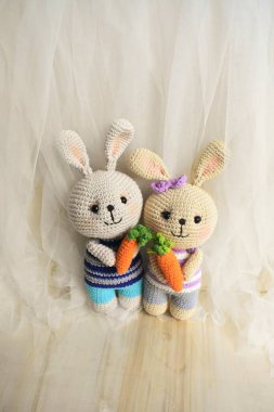 Tavşan örgüsü Şirin Tavşan Tavşan El yapımı Vintage Ev dekorasyonu Sevimli Hayvanlar Yünlü Yumuşak Oyuncak Fikir Hediyeleri Çocuklar için Pastel Tasarım teması