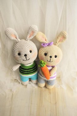 Tavşan örgüsü Şirin Tavşan Tavşan El yapımı Vintage Ev dekorasyonu Sevimli Hayvanlar Yünlü Yumuşak Oyuncak Fikir Hediyeleri Çocuklar için Pastel Tasarım teması