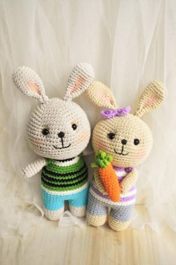 Tavşan örgüsü Şirin Tavşan Tavşan El yapımı Vintage Ev dekorasyonu Sevimli Hayvanlar Yünlü Yumuşak Oyuncak Fikir Hediyeleri Çocuklar için Pastel Tasarım teması