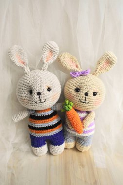 Tavşan örgüsü Şirin Tavşan Tavşan El yapımı Vintage Ev dekorasyonu Sevimli Hayvanlar Yünlü Yumuşak Oyuncak Fikir Hediyeleri Çocuklar için Pastel Tasarım teması