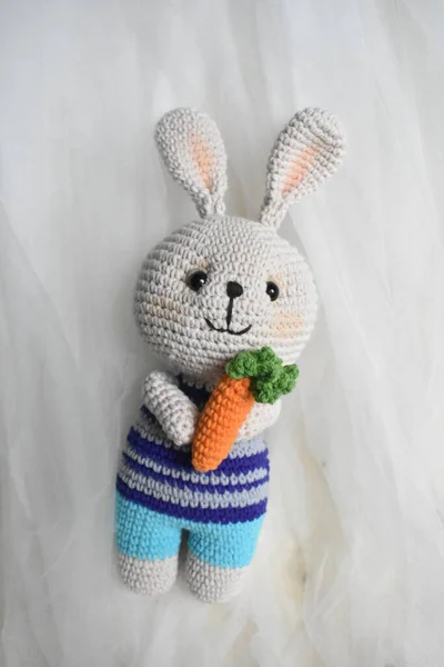 Rabbit crochet Cute bunny Handmade Vintage background Home decoration Lovely animals crocheting Woolen soft toy Creative idea gifts for kids Knitting design Pastel color theme Childhood