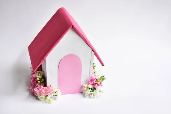 Stay Home Stay Safe Work Home Beautiful Paper House Real — Stock Photo, Image