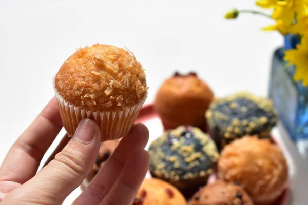 Junk Food Delicious Sweet Muffin Tasty Cup Cake Top View — Stock fotografie