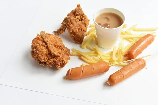 Lekkere Heerlijke Ontbijttafel Schotel Van Zoete Croissant Vriend Kip Koreaanse — Stockfoto