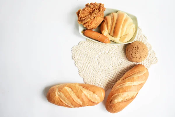 Gyönyörű Ízletes Reggelizőasztal Édes Croissant Koreai Szezám Mochi Kenyér Vagy — Stock Fotó