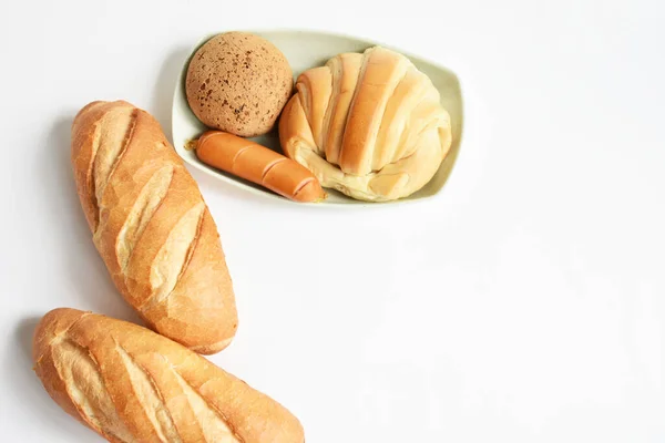 Красивый Вкусный Завтрак Стол Блюдо Сладкого Круассана Корейский Кунжутный Хлеб — стоковое фото