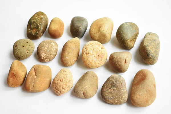 Abstract Rocks Pebbles Frame White Background Flat Lay Top View — Stock Photo, Image