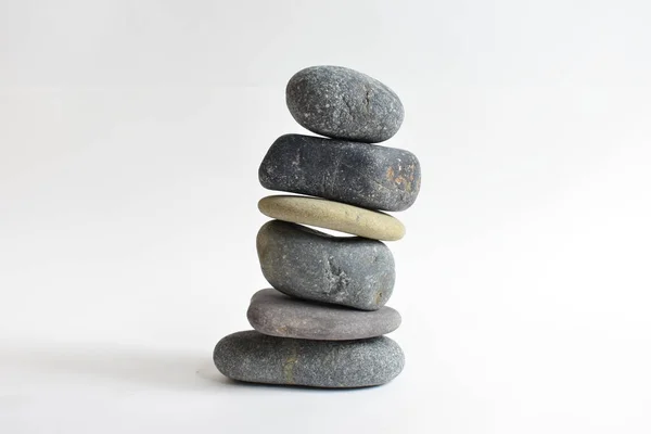 Stack Stones Isolated White Background Pebbles Tower Concept Balance Harmony — Stock Photo, Image