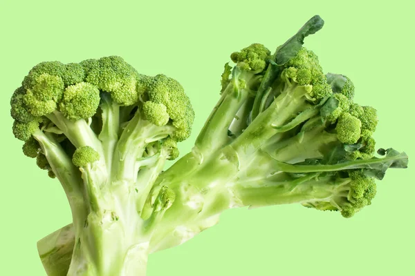 Broccoli Isolati Fondo Verde Pastello Senza Ombra Cavolfiore Verde Isolato — Foto Stock