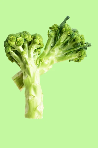 花椰菜分离于淡绿色背景 无阴影 绿色花椰菜分离 健康食品 — 图库照片
