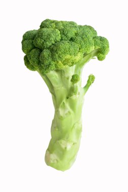 Beyaz arka planda izole edilmiş brokoli, gölge yok, yeşil karnabahar izole edilmiş, vegan, sebze, yemek pişirme, malzeme, organik, sağlıklı yiyecek.