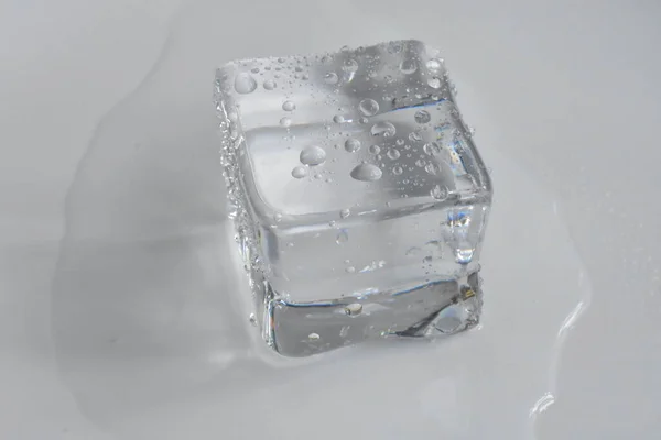 Transparent Ice Cubes Isolated Gray Color White Background Crystal — Stock Photo, Image