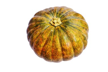 Beyaz arka planda izole edilmiş balkabağı, kırpma yolu olmayan Cadılar Bayramı kabağı, gölgesiz, sonbahar arkaplanı, Şükran Günü balkabağı