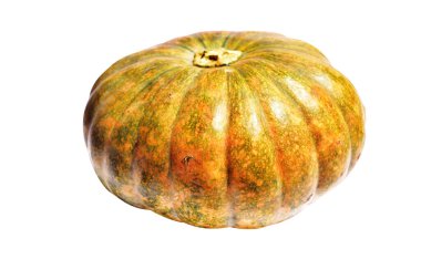 Beyaz arka planda izole edilmiş balkabağı, kırpma yolu olmayan Cadılar Bayramı kabağı, gölgesiz, sonbahar arkaplanı, Şükran Günü balkabağı