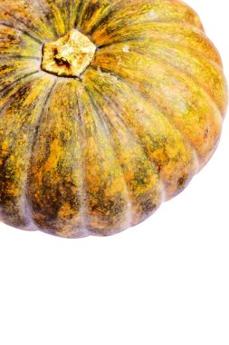 Beyaz arka planda izole edilmiş balkabağı, kırpma yolu olmayan Cadılar Bayramı kabağı, gölgesiz, sonbahar arkaplanı, Şükran Günü balkabağı