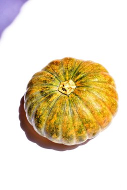 Beyaz arka planda izole edilmiş balkabağı, Cadılar Bayramı balkabağı, sonbahar arka planı, Şükran Günü balkabağı