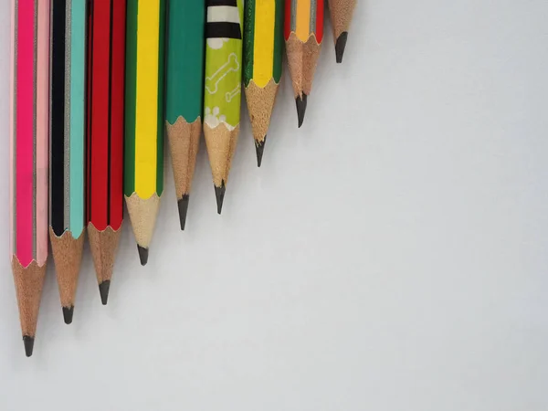 Pencil Arranged Row White Background — Stock Photo, Image