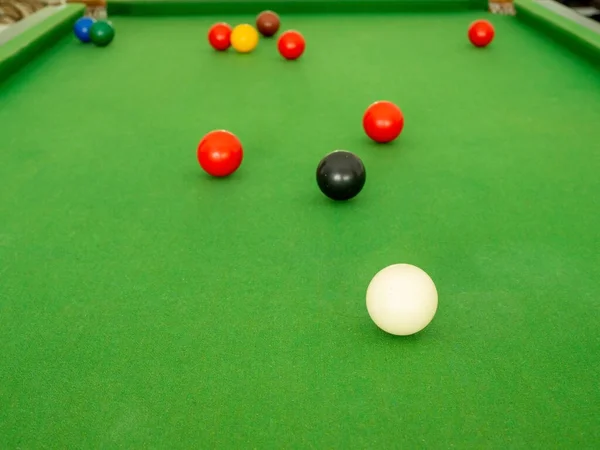 Snooker Ball Sul Tavolo Biliardo Verde — Foto Stock