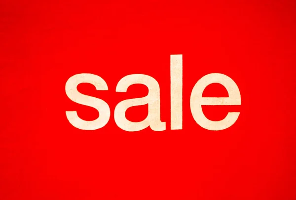 Fotos Red Discount Sign Shopping Center Cartaz Vermelho Imprimiu Palavra — Fotografia de Stock