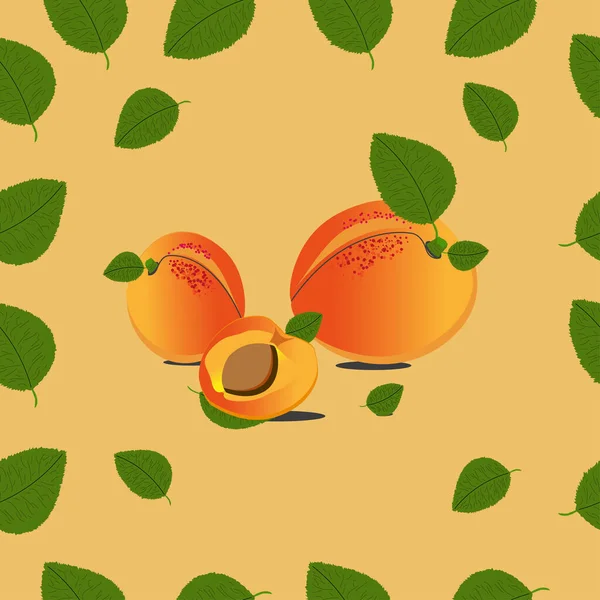 Nahtloses Muster Apricot Das Bild Kann Als Gestaltungselement Verwendet Werden — Stockvektor