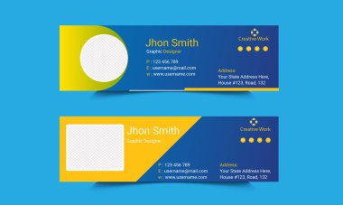 Yaratıcı E- posta İmza Şablonu Tasarımı. İnternet kullanıcı arayüzü için ofis kartvizitleri. Web iş profili bireysel illüstrasyonu.